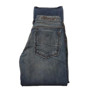 Vintage 7 Diamonds Blue distressed Button Fly Bootcut Jeans Mens Sz 33 x 30(29)